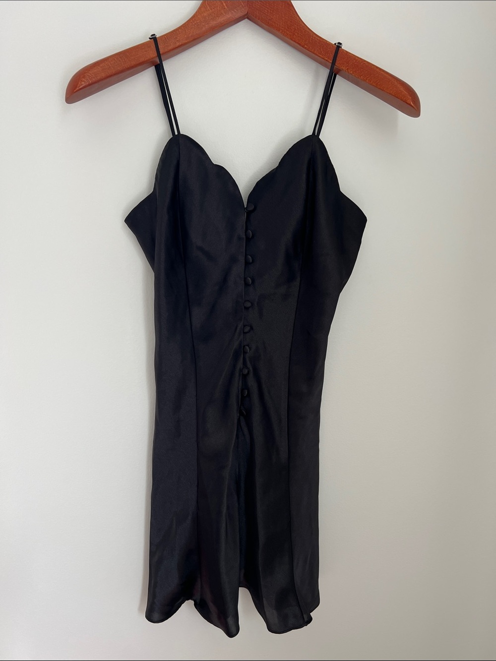 Victoria's Secret | Vintage 90s Black Satin Button-Front Slip Size S